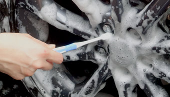 Use a toothbrush for cleaning narrow parts on wheels!