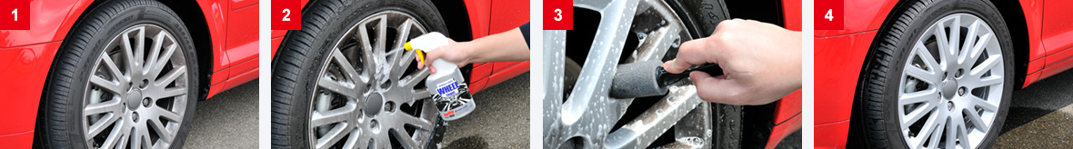 Remove difficult dirt from wheels, using wheel cleaners!