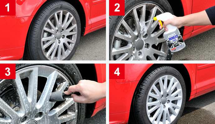 Remove difficult dirt from wheels, using wheel cleaners!