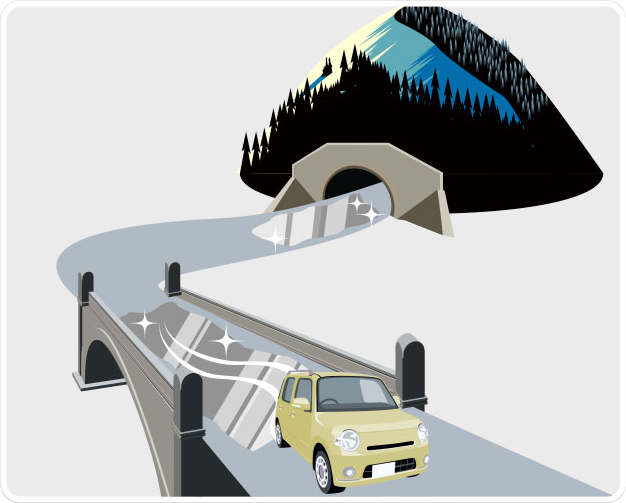 高架橋・橋の上・トンネル入り口イラスト