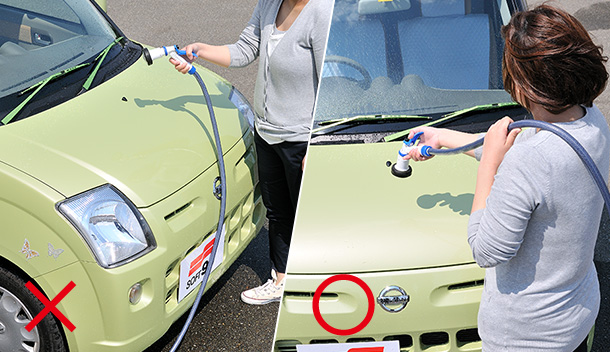 注意軟管不要觸碰到車身。